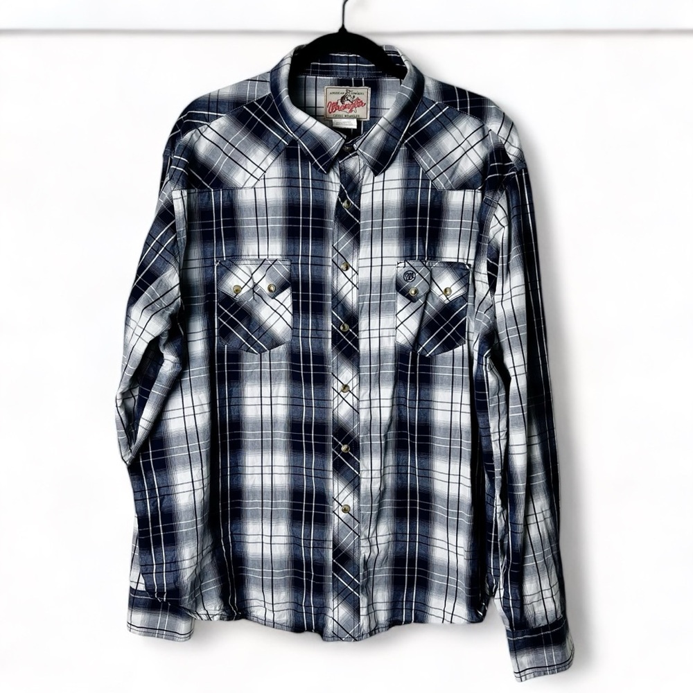 Wrangler - Vintage Pearl Snap Plain Long Sleeve Shirt - Sz. XXL